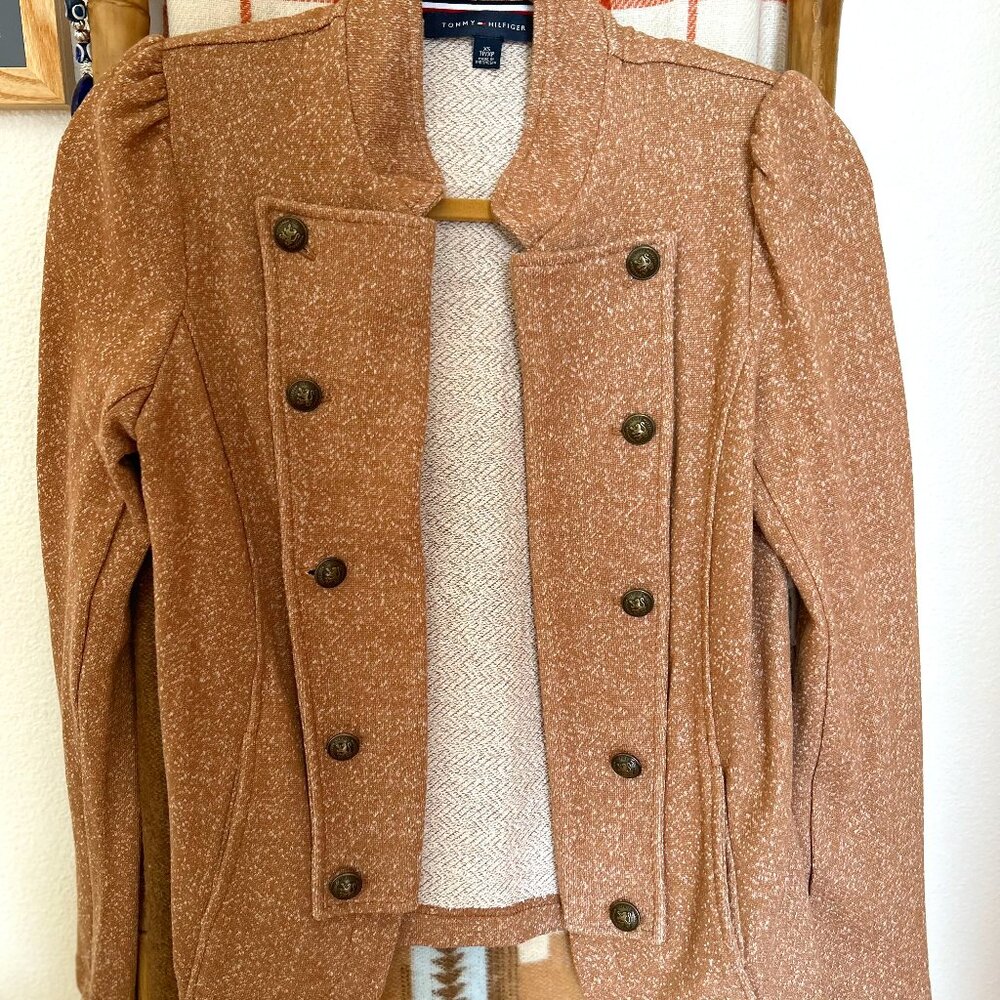 TOMMY HILFIGER Women's Puffed Sleeve Marled Band Jacket